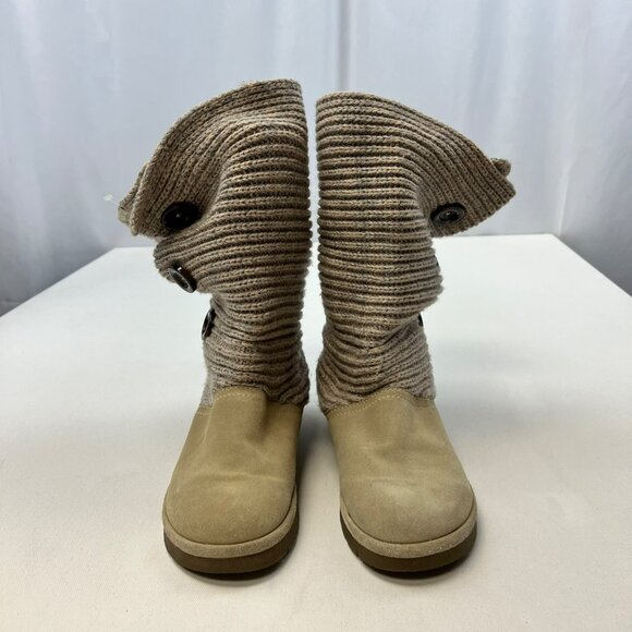 Sporto Women’s Claire Knit Boots Leather Beige/Multi Size 9 Buttons - Picture 3 of 9